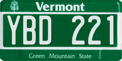 VT license plate YBD221