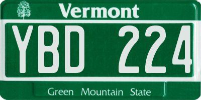 VT license plate YBD224