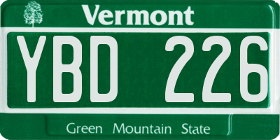 VT license plate YBD226