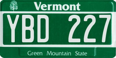 VT license plate YBD227
