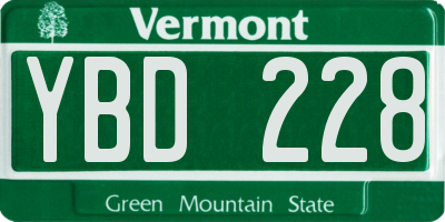 VT license plate YBD228