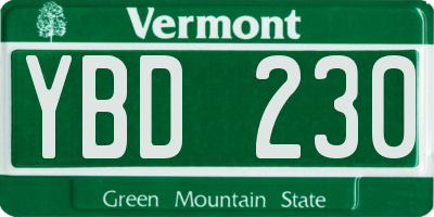 VT license plate YBD230