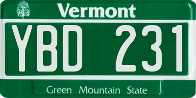 VT license plate YBD231
