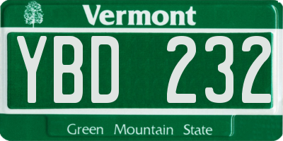 VT license plate YBD232