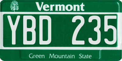 VT license plate YBD235