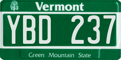 VT license plate YBD237