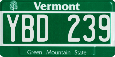 VT license plate YBD239