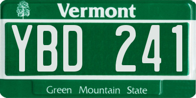 VT license plate YBD241