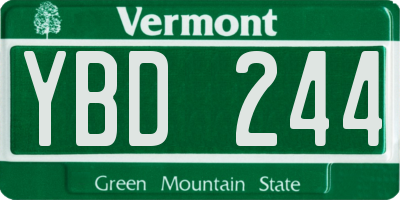VT license plate YBD244