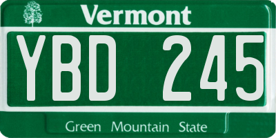 VT license plate YBD245