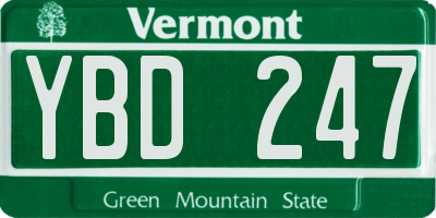 VT license plate YBD247