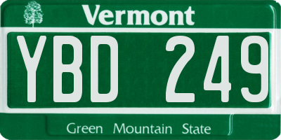 VT license plate YBD249