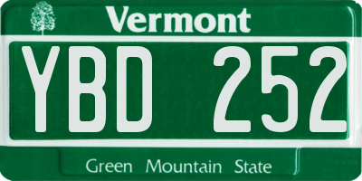 VT license plate YBD252