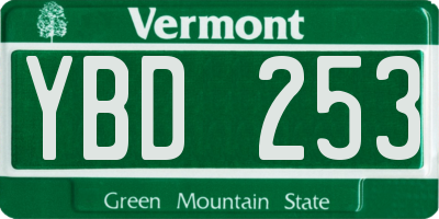 VT license plate YBD253
