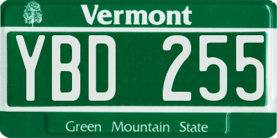 VT license plate YBD255