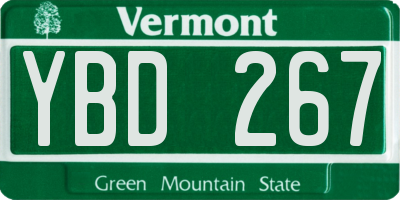VT license plate YBD267