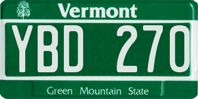VT license plate YBD270