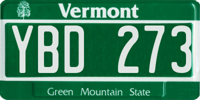 VT license plate YBD273