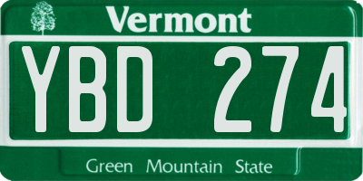 VT license plate YBD274