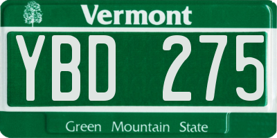 VT license plate YBD275