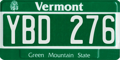 VT license plate YBD276
