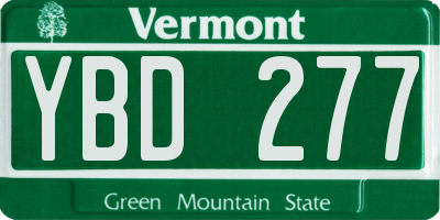 VT license plate YBD277