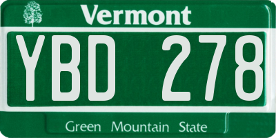 VT license plate YBD278