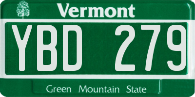 VT license plate YBD279
