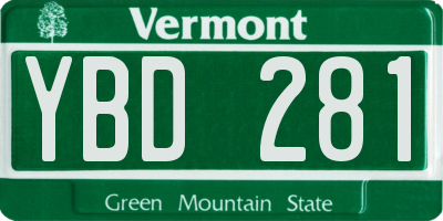 VT license plate YBD281