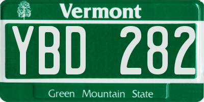 VT license plate YBD282