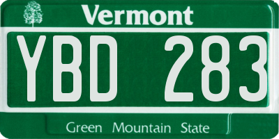 VT license plate YBD283