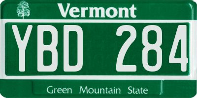 VT license plate YBD284