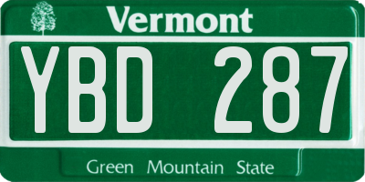VT license plate YBD287