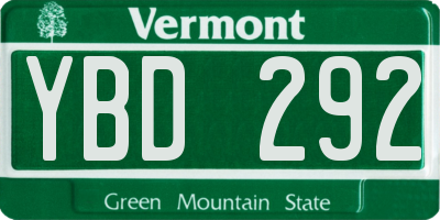 VT license plate YBD292