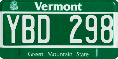VT license plate YBD298