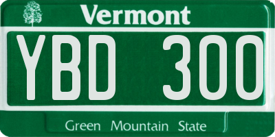 VT license plate YBD300