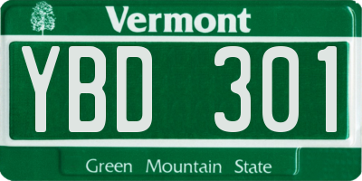 VT license plate YBD301