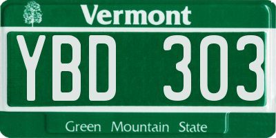 VT license plate YBD303