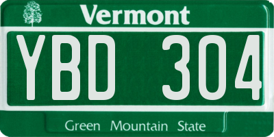 VT license plate YBD304