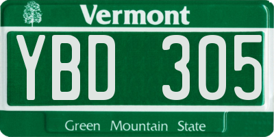 VT license plate YBD305