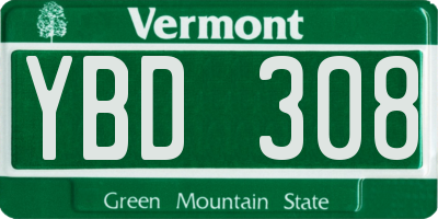 VT license plate YBD308