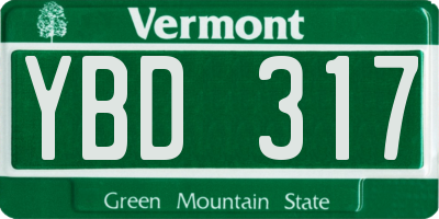 VT license plate YBD317
