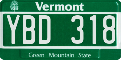 VT license plate YBD318