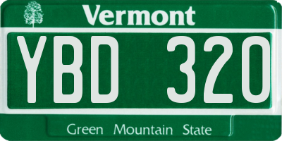 VT license plate YBD320