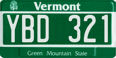 VT license plate YBD321