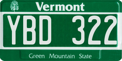 VT license plate YBD322