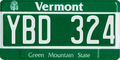 VT license plate YBD324