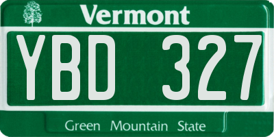 VT license plate YBD327