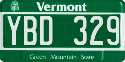 VT license plate YBD329