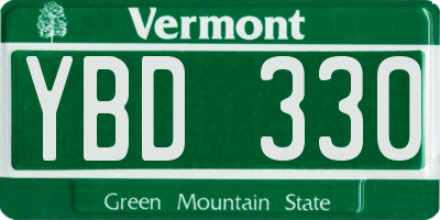 VT license plate YBD330